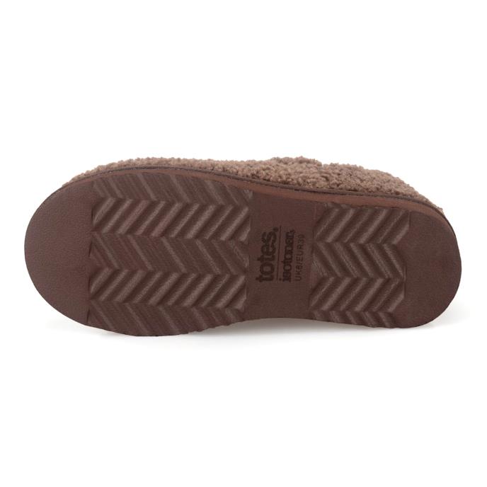 Isotoner® Ladies Borg Bootie With Back Tape Detail Brown Extra Image 5